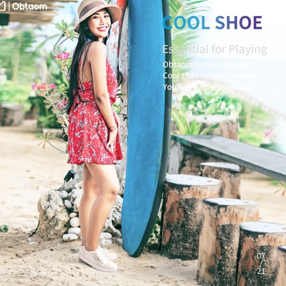 Obtaom Adorable White & Pink Low Top Beach Sneakers Women’s SZ 9 - Picture 3 of 10